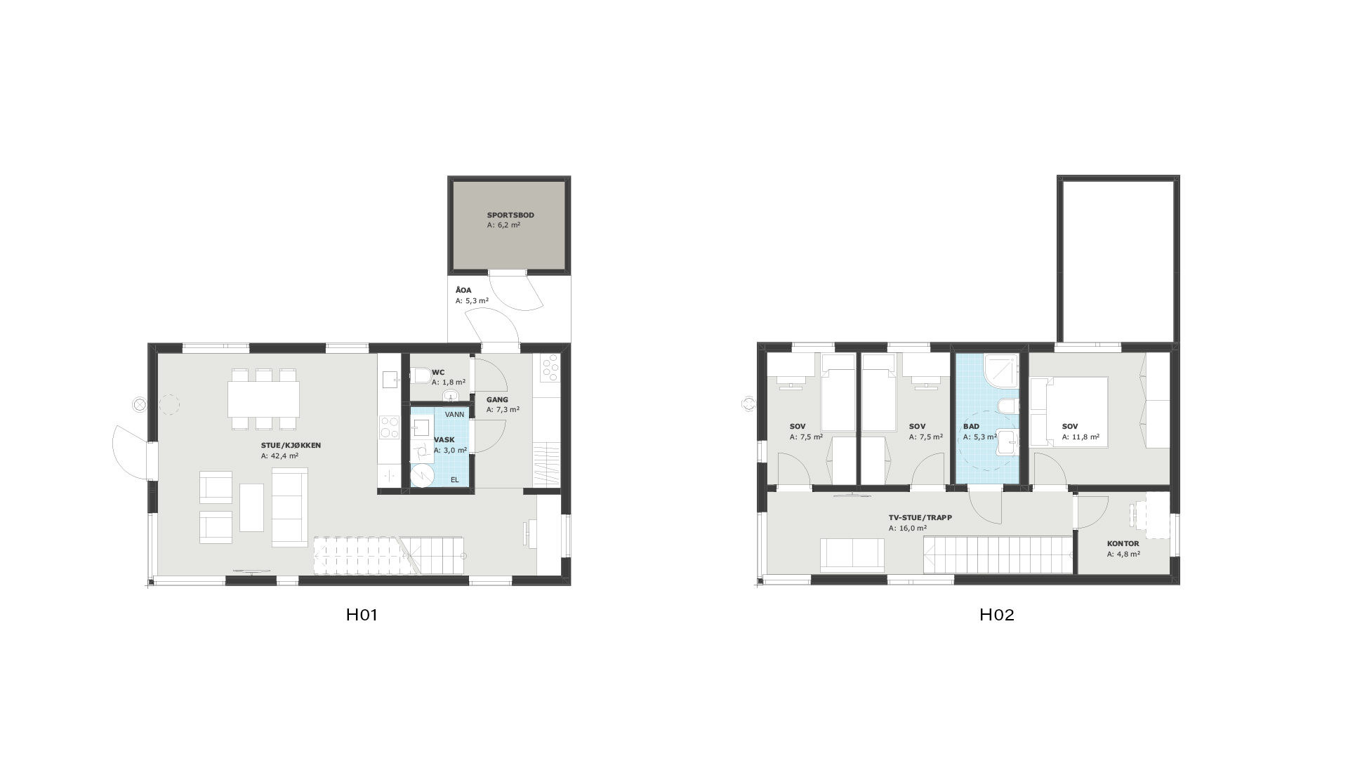 Plan – begge etasjer